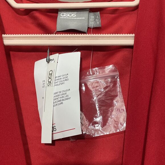 ASOS Red Button Through Wrap Top V Neck Short Sleeve Maxi Tea Dress NWT Size 0 - Picture 8 of 14